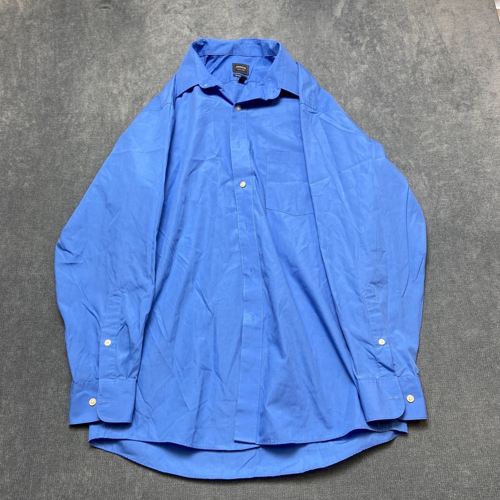 Arrow Dress Shirt Mens 15.5 32/33 Blue Long Sleeve Chest Pockets Classic Fit
